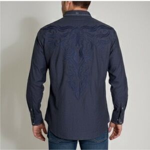 Vintage Y2K Roar Shirt XL Blue Button Up Embroidered Long Sleeve Rodeo Western‎